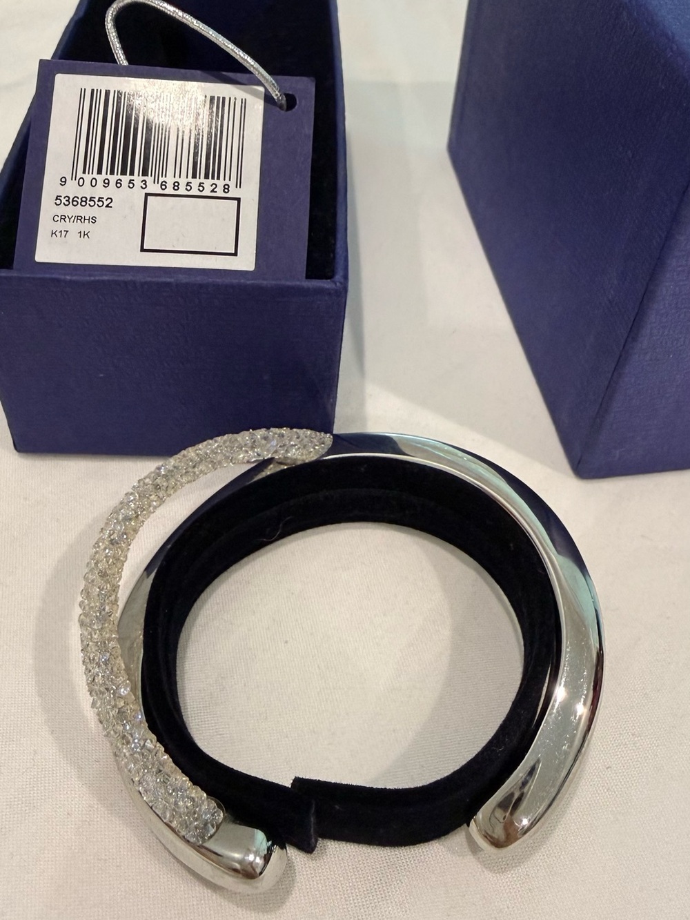 Swarovski Silver-Tone Crystal Pavé Double Crossover cuff - Picture 3 of 5